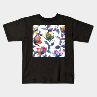 Exotic tropical flower. Colorful fantasy floral composition. Ink and watercolor illustration Kids T-Shirt